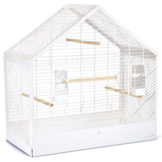 Beeztees Birdcage White Metal Home Pet Finch Bird Canary Cage Aviary Stand