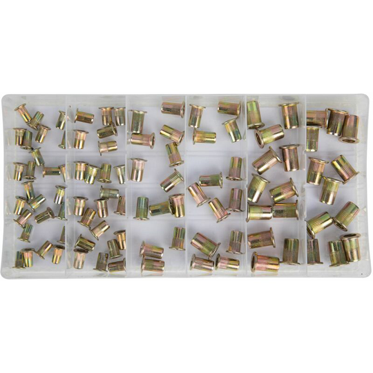 100pc Rivet Nuts Zinc Steel Rivnut Insert For Threaded Riveter M3 - M6 - Bluespot