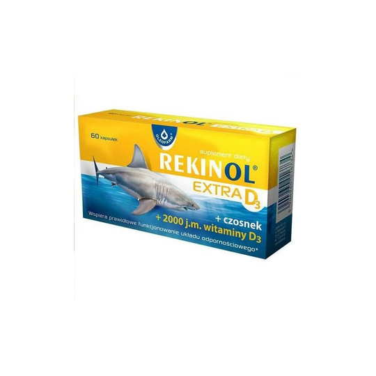 Rekinol Extra D3, olej z wątroby rekina, 60 kapsulek