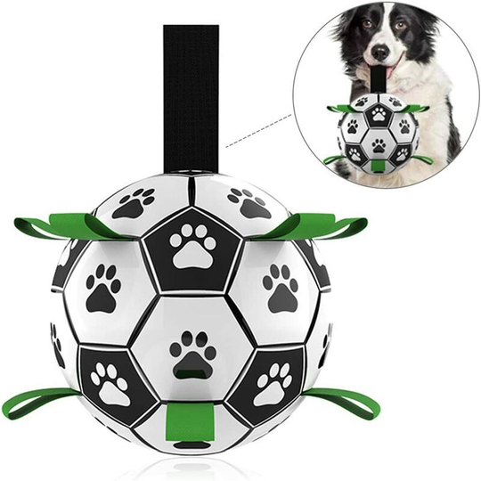 Dog Soccer Toy - Dog Training Toy with Ball Retrieval Strap for Interactive Play