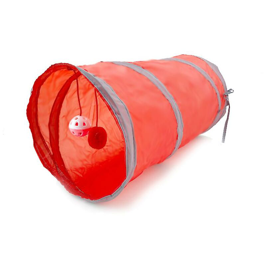 Deckon - Cat Tunnel Toy Funny Pet 2 Hole Play Tube Ball Collapsible Kitten Toy Puppy Ferret Rabbit Play Dog Channel Tube Petsanti-wrinkleORANGE