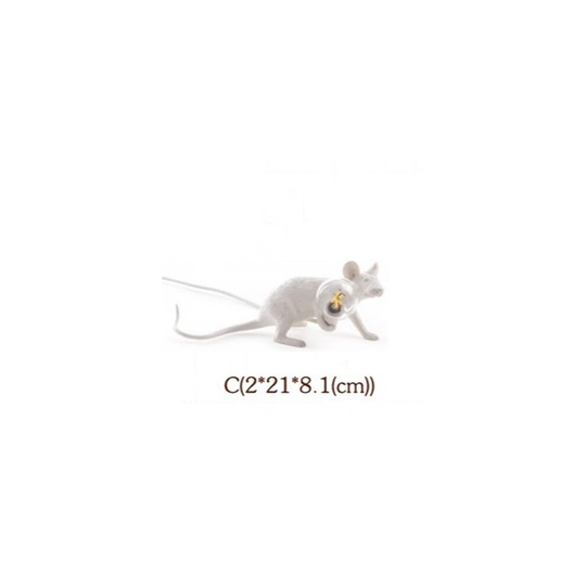 (White-3) Mouse lamps Resin Animal Rat Mouse Table lamp