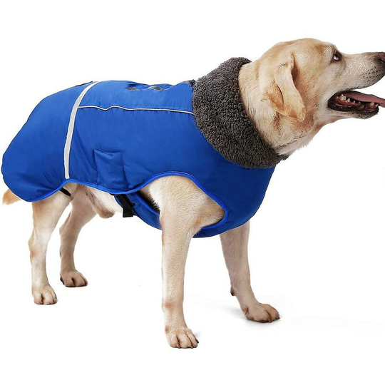 Cold Winter Warm Thickened Pet Jacket, Waterproof Dog Jacket Winter Pet Dog Clothes Clothing (l, Blue)