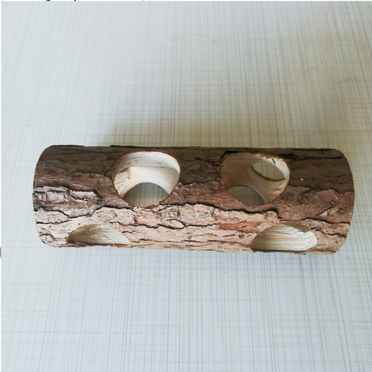 Perle Rare - 20cm Hamster Tunnel, Hamster Tree Tube, Tree Hole, Solid Wood Pipe, Perforated Toy, Dodge Tunnel, Rabbit Chinchilla Wooden Teething