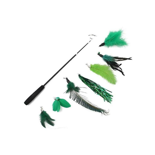 Father's Day Thsinde Funny Cat Toy Stick Set With Bell Feather Teaser Wand Interactive Toy 7 Replacement Heads Cat Toys