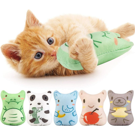Catnip Toys for Indoor Cats - 5PCS Plush Cat Chew Toys Teething Interactive Catnip Filled Kitten Toy Soft Pet Toy