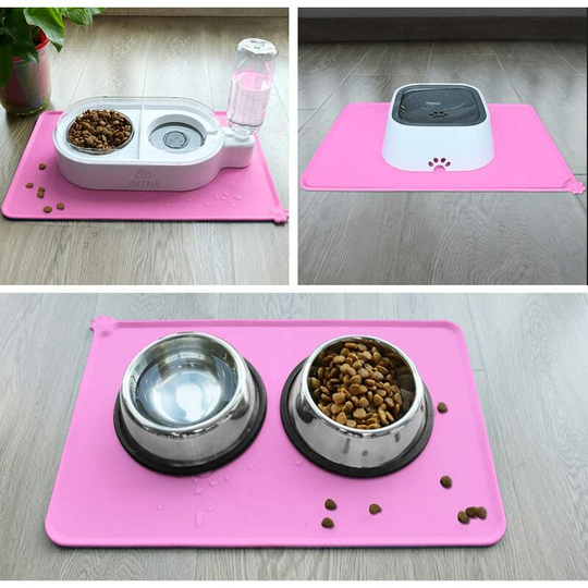 Anti-slip Pet Food Mat, Waterproof Cat and Dog Bowl, 47*30cm, Pink, 1pc - Litzee