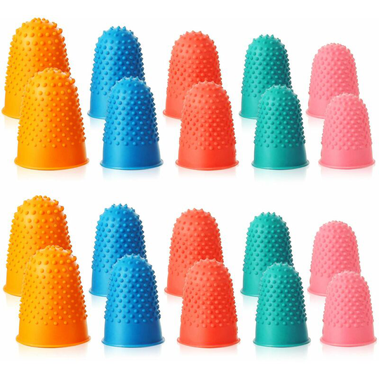 20 Pieces Rubber Fingers Tip Pads Grips for Money Counting Collating Writing Sorting Task Hot Glue and Sport Games Thick Reusable Protector Assorted