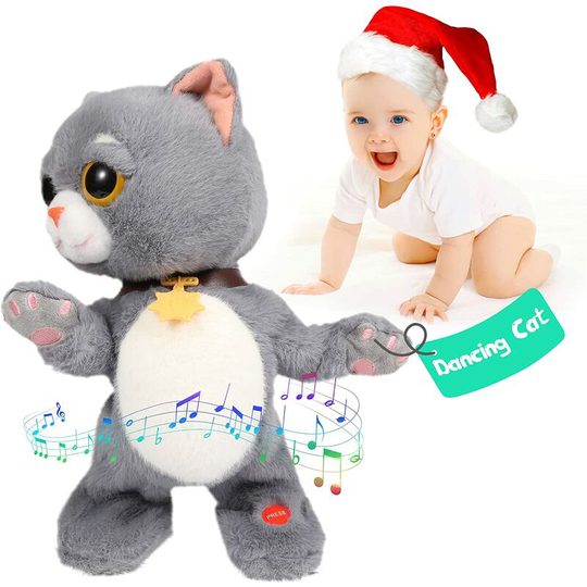 Bearsu - Baby Toys 12 18 Months Singing Dancing Talking Cat Toddler Toys Interactive Cat Plush Early Learning Educational Musical Toy Gift for Boys