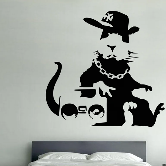 Fly Rat Graffiti Wall Sticker