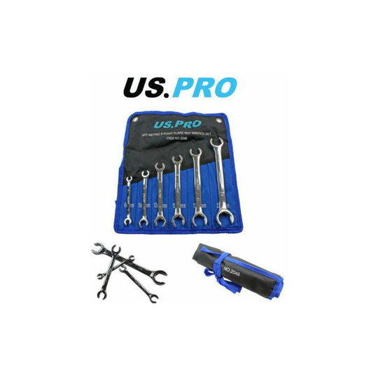 US PRO 6 Piece Metric 6 Point Flare Nut Spanner Wrench Set 8 - 24mm 2046