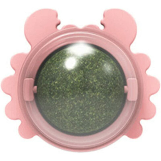 Home CrabsCatnip Ball Pure Mint Leaves Rotating Interactive Cat Toy with Catnip(pink)