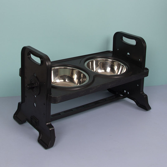 Adjustable Dog and Cat Bowls - Stainless Steel Raised Food with 2 Bowls for Small and Medium Sized Dogs.