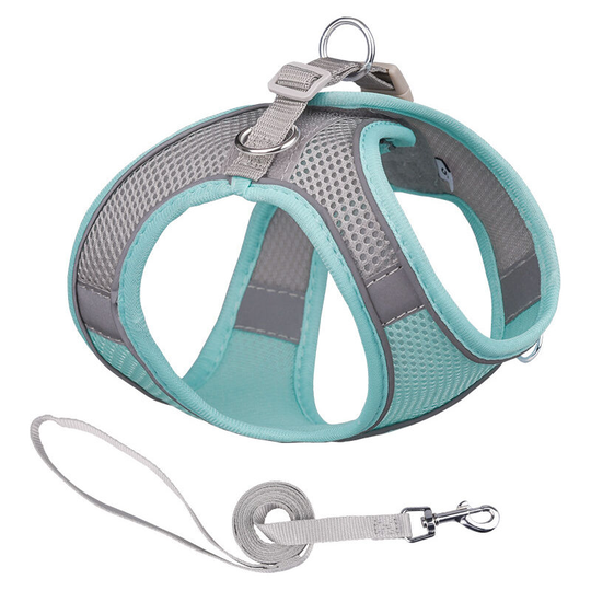 Dog Harness and Leash - Breathable - Reflective - Step-in Dog Harness Soft Comfortable Padded Mesh Vest for Small Dogs Cats for Walking Running