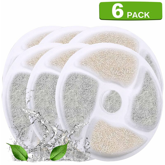 Cat Water Fountain Filters Replacement Filters for Round Filter Space Automatic Pet Water Fountain 6pcs 3 Filtration System