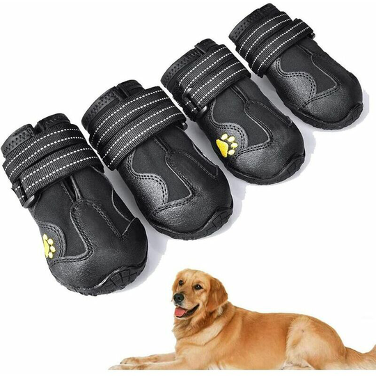 Bearsu - pcs Dog Boots,Waterproof Dog Shoes with Adjustable Reflective Straps for Medium Large Dog Dog(A, 6)