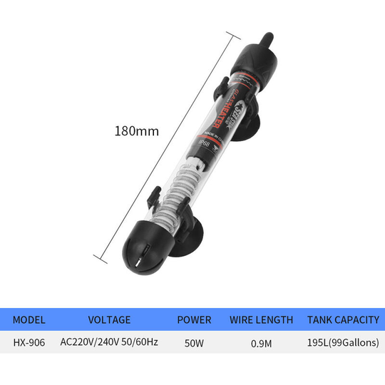Aquarium Fish Tank Heating Rod Automatic Thermostat Heating Rod Turtle Heating Rod (HX-906 50W)