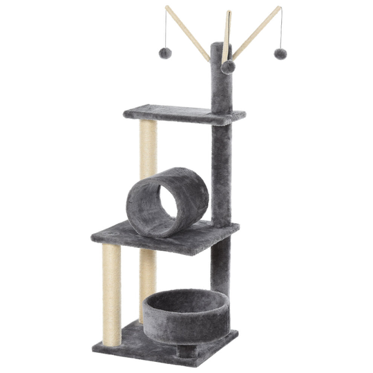 PawHut 1.21m Cat Tree with Sisal Scratching Posts Perch Condo Grey
