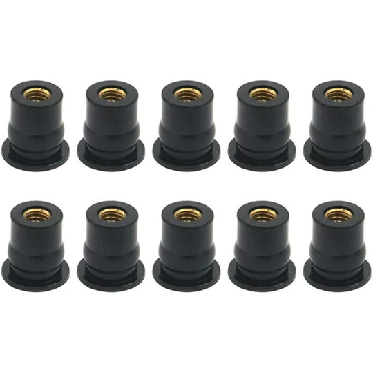 10 Pieces Rubber Nut, M6 Durable Rubber Windshield Bolts Metric Brass Nut for Motorcycles Kayak Canoe Boats,Straight Convex Type
