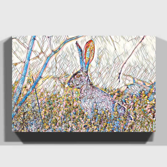 'Hare in the Meadow' Graphic Art on Wrapped Canvas