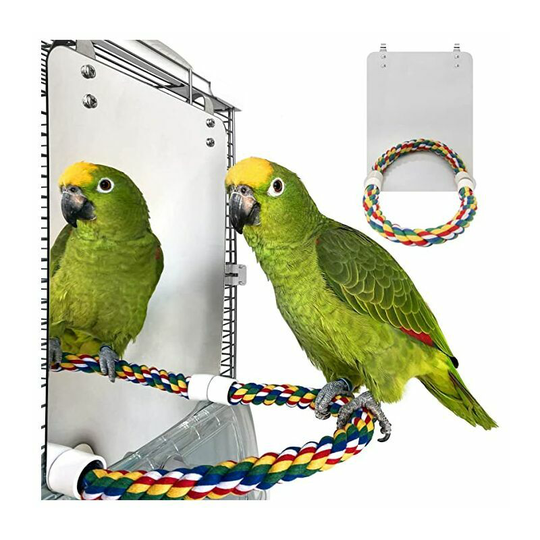 7 inch bird mirror with rope perch parrot mirror cage bird toy swing parrot cage toy parrot cone lovebird canary