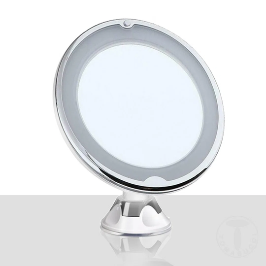 Anshul Round Metal Framed Freestanding Makeup Mirror in Silver