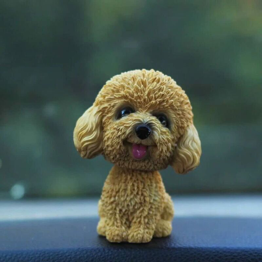 Car Lovable Dog Figurine Shakes His Head Wobble Head Nodding Toy Dashboard Decoration Nodding Dog Car Interior Decoration (Teddy)