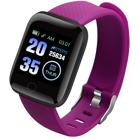 1.3-inch Touchscreen Smart Bracelet Sports Watch Waterproof Fitness Tracker Blood Pressure Heart Rate Blood Oxygen Monitor Purple - Purple