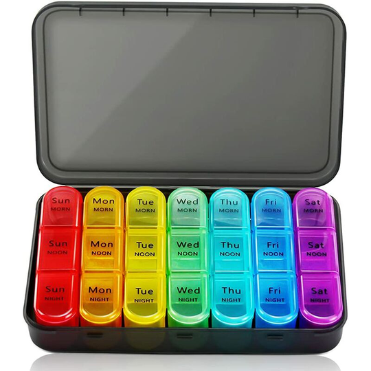 Sun Flowergb - Weekly Pill Organizer 3 Times a Day, 7 Day Pill Organizer Large Compartment Moisture Resistant Pill Box, Daily Portable Travel Morning