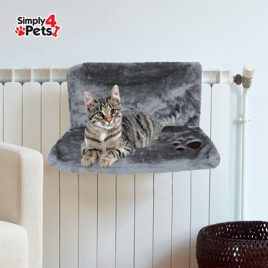 (Grey) Cat Kitten Hanging Radiator Pet Dog Bed Warm Fleece Basket Cradle Hammock Plush
