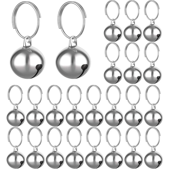 24 Sets Cat Bells for Cat and Dog Collar Strong Pendant for Cat and Dog Pet Pendant Accessories (Silver)