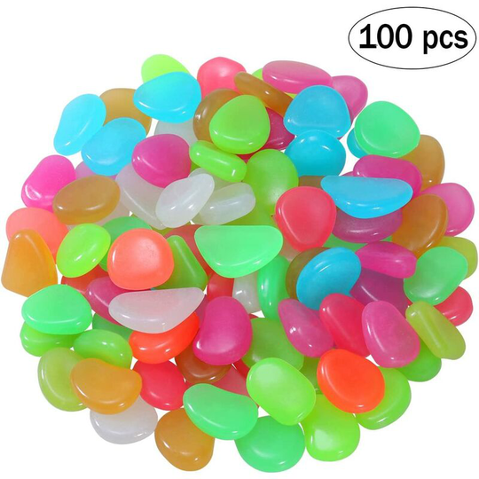 100 pieces luminous stone noctilucent stones luminous pebbles decoration aquarium garden walkway