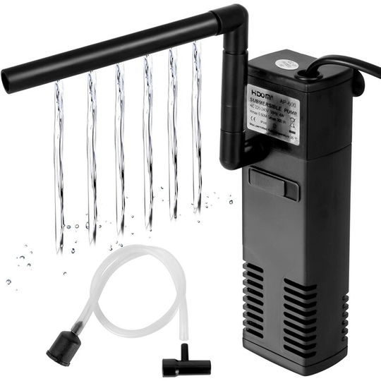 Tinor - 4W Water Flow Aquarium Filter 600L/H Internal Fish Tank Filter 60L Fish Tank Pump Filter with Fish Filter Sponges
