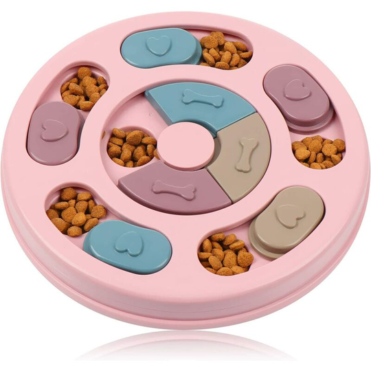 Educational Dog Toys Interactive Therapy Device Slow Dog Feeding Dog iq Enhancement Dog Training Game (Pink)