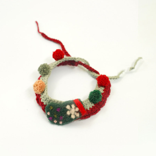 Cat Knitted Cllar, Knitted Scarf, Wool Knitted Cat Collar, Cat Collar, Christmas, Lace Up - Muff