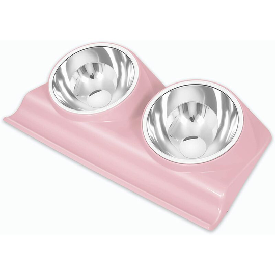 Bearsu - Dog Cat Bowls Double Raised Pet Bowls, Elevated Cat Bowls, with Anti-Slip Resin Station, Stainless Steel Pet Feeder Bowls for All Small to
