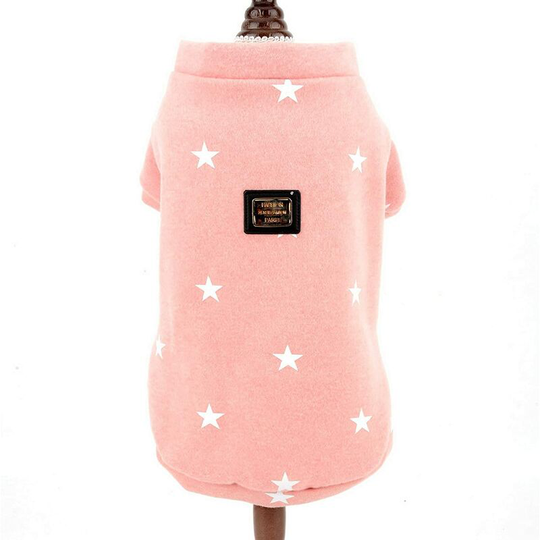 Star Print Pet Fleece Sweatshirt Jumper Sweater Jacket for Small Dogs Cats Boy Girl Crewneck Soft Warm Winter Coat Puppy Clothes Chihuahua
