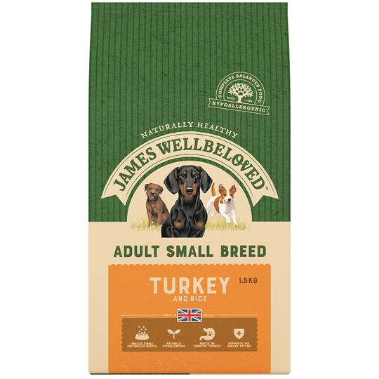 James Wellbeloved Adult Small Breed - Turkey & Rice - Economy Pack: 3 x 1.5kg