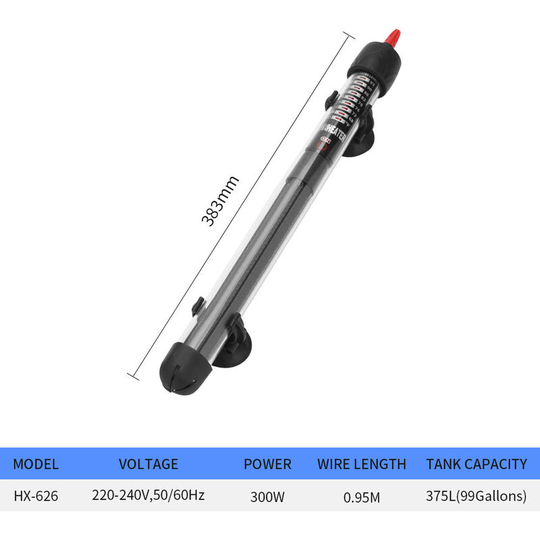 Automatic Thermostatic Seawater Heater for Fish Aquarium Explosion Proof Quartz Heating Rod (HX-626 300W)