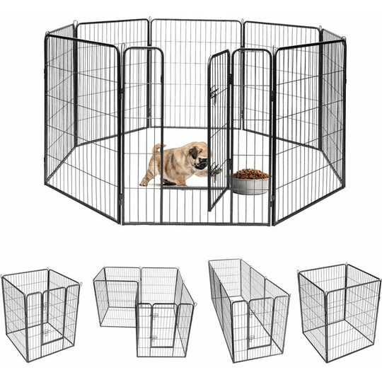 8 Panel Pet Playpen Indoor Outdoor Exercise Dog Fence Anti-Rust & Weather-Proof