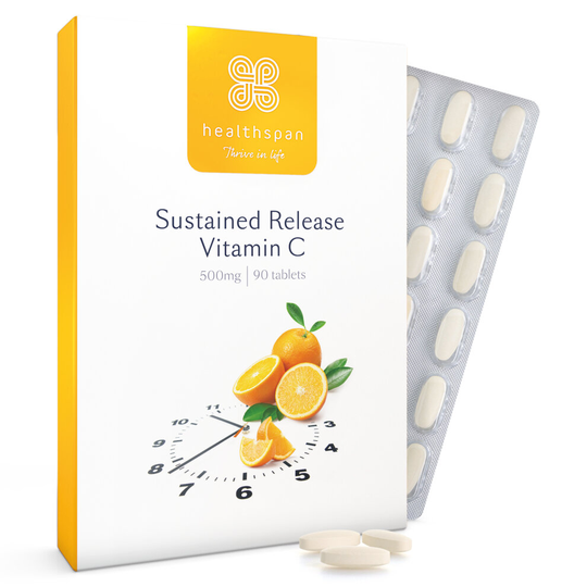 Healthspan Vitamin C Sustained Release 500mg, 90 Tablets, Vegan