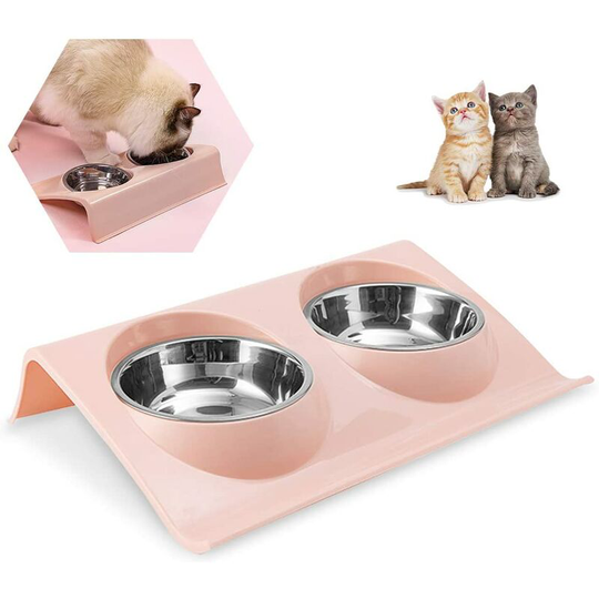 Einemgeld - Dog and Cat Bowl, Non-Slip Cat and Dog Bowl, Dog Cat Kitten Puppy Bowl, Double Stainless Steel Cat Dog Bowl Stainless Steel Bowl Non-Slip