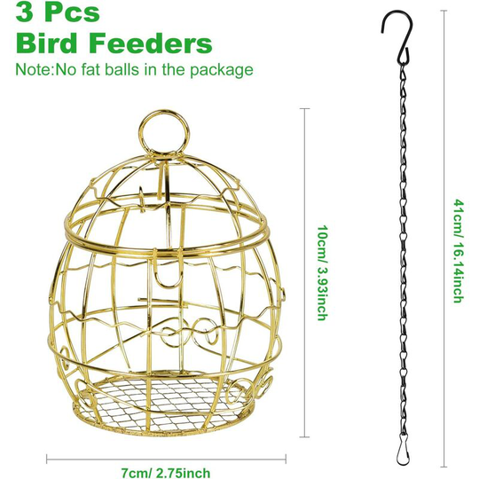 Bird Feeder, Set of 3 Spherical Hanging Bird Feeders, Squirrel Proof Metal Bird Feeder, Outdoor Feeder for Small Wild Birds(no chain)