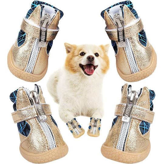 Dog Boots Waterproof Dog Shoes, Outdoor Dog Shoes with Zipper and Non-Slip Sturdy Sole Adjustable Pet Paw Protector m