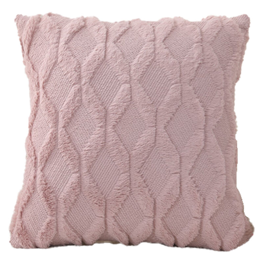 Rabbit quilted plush pillow cover, solid color sofa pillow cover pink 45*45cm