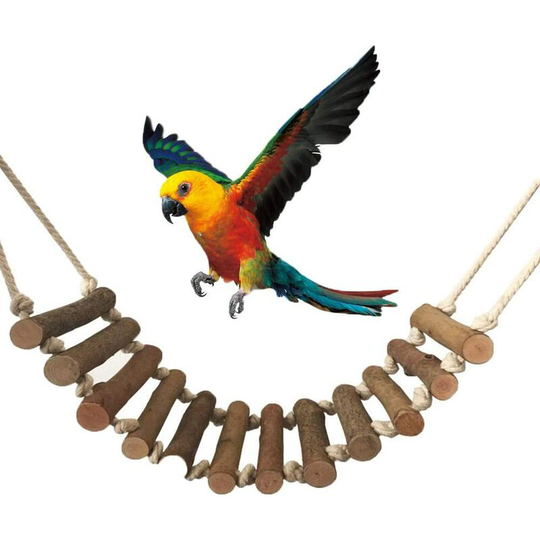 Bearsu - Wooden Ladder / Perch, Bird Toy Perch, Wooden Bird Toy for Trainning Parrots, Swings, Ladders, Perched Climbing for Small and Medium Bird