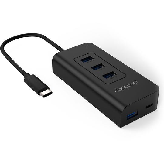 dodocool USB-C to SuperSpeed 4-Port USB 3.0 Hub with USB Type-C Input Charging Port Power Delivery for Apple New MacBook