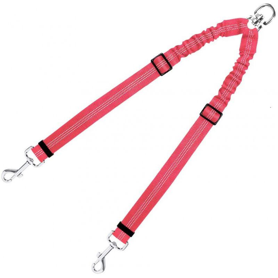 Double Dog Leash, Dual Use Pet Walking Leash and Safety Seat Belt 360° Rotation Adjustable Lead Belt-Red - Thsinde