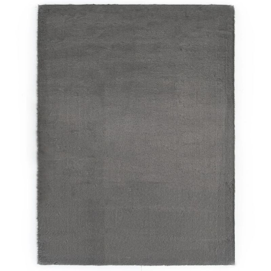Rug 140x200 cm Faux Rabbit Fur Dark Grey VD25388 - Hommoo