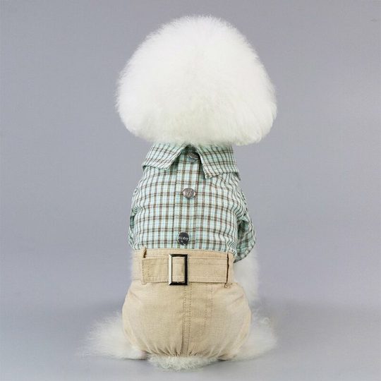 Dog Shirt Clothes 4 Leg Plaid Shirt Casual Shirt Cool Jumpsuit Summer Spring Autumn Tank Top Vest for Small Dog Puppy Cat (Green, l)